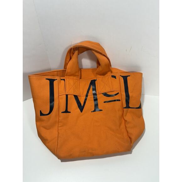 J.McLaughlin Logo Tote Bag Canvas Orange J Mc‎ Laughlin Large Purse RARE - Picture 3 of 10